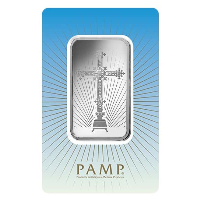 1 oz PAMP Suisse Silver Bar - Romanesque Cross (in Assay) .999 Fine