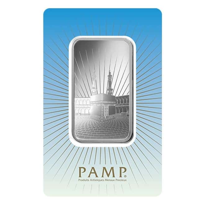 1 oz PAMP Suisse Silver Bar - Ka 'Bah Mecca (in Assay) .999 Fine