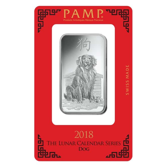 1 oz PAMP Suisse Year of the Dog Silver Bar (In Assay) 