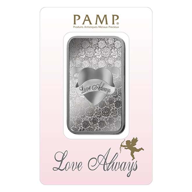 1 oz PAMP Suisse Silver Bar - Love Always (In Assay) .999 Fine