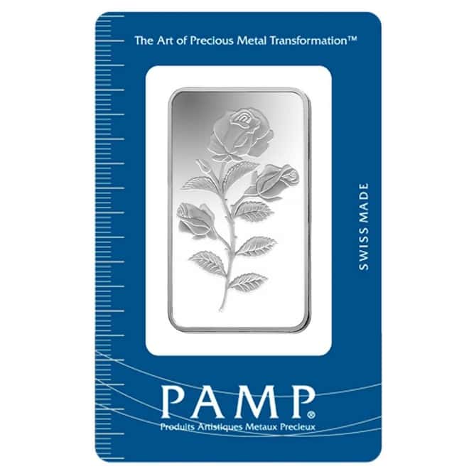 50 Gram PAMP Suisse Rosa Silver Bar .999 Fine (In Assay)