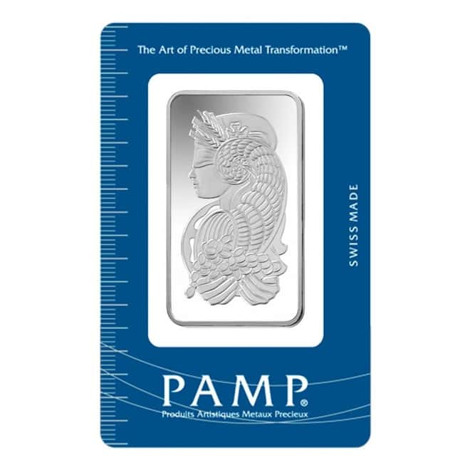 50 gram PAMP Suisse Lady Fortuna Silver Bar .999 Fine (In Assay)