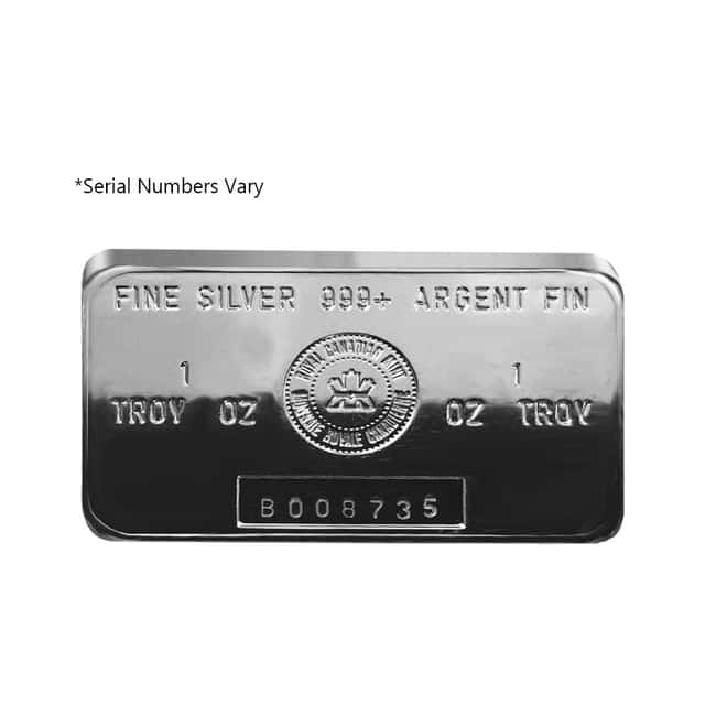 1 oz Royal Canadian Mint (RCM) .999+ Fine Silver Bar
