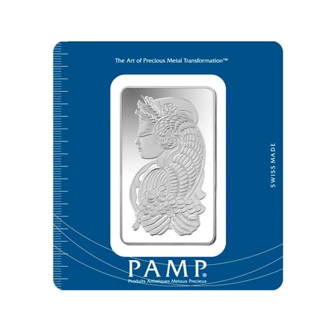 100 gram PAMP Suisse Lady Fortuna Silver Bar .999 Fine (In Assay)