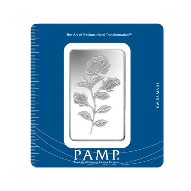 100 gram PAMP Suisse Rosa Silver Bar .999 Fine (In Assay)