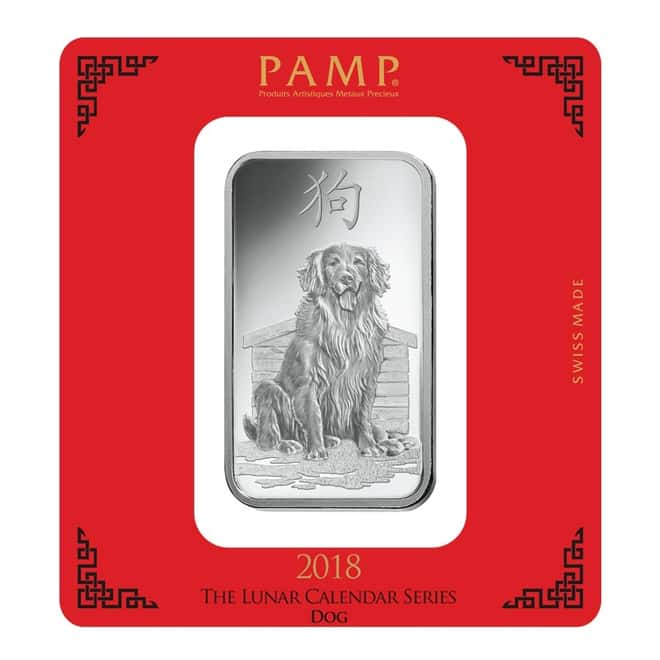 100 gram PAMP Suisse Year of the Dog Silver Bar (In Assay)