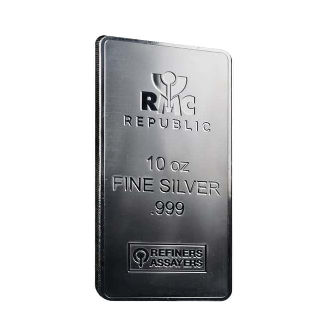 10 oz Republic Metals (RMC) Silver Bar .999 Fine 