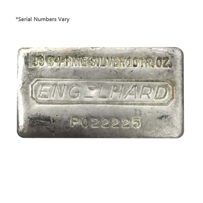 10 oz Engelhard Cast Silver Bar .999 Fine (7th Series)