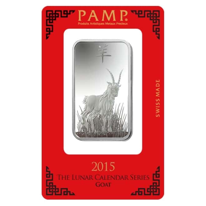 Box of 25 - 1 oz PAMP Suisse Year of the Goat Silver Bar (In Assay) 