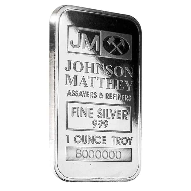 1 oz Johnson Matthey JM Silver Bars .999 Fine