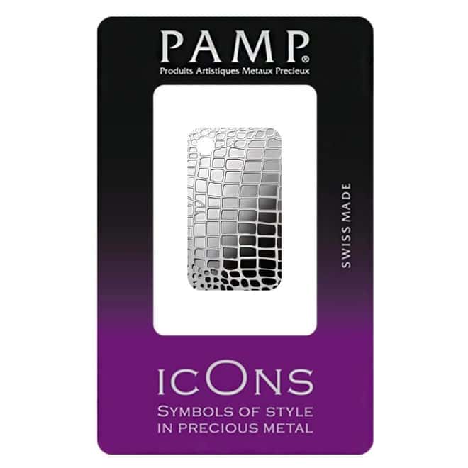 Crocodile Skin - 10 gram PAMP Suisse Silver Ingot Pendant
