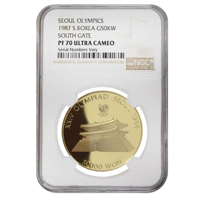 1987 1 oz South Korea 50,000 Won Seoul Olympics Proof Gold Coin NGC PF 70 UCAM