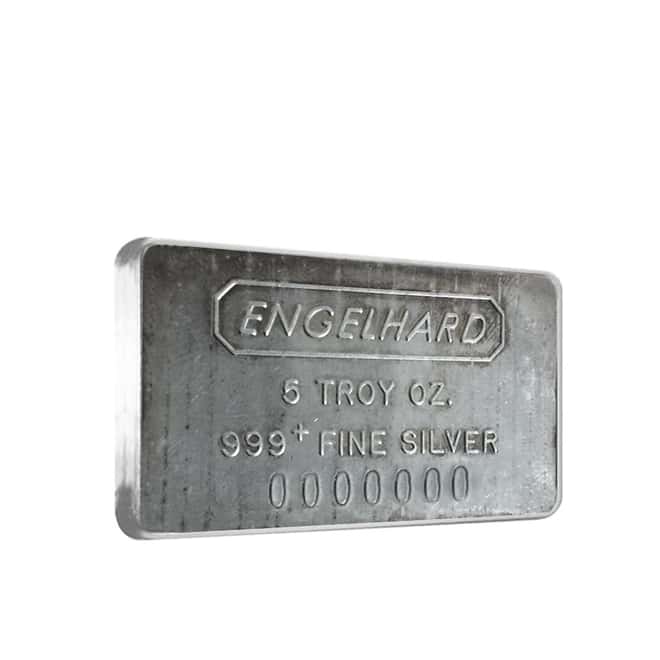 5 oz Engelhard Silver Vintage Bar .999 Fine