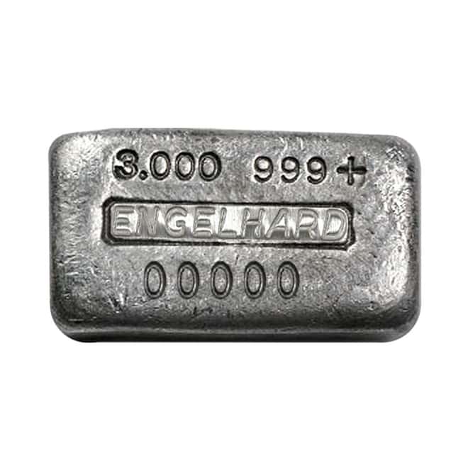 3 oz Silver Bar - Engelhard (Poured, Loaf-Style)