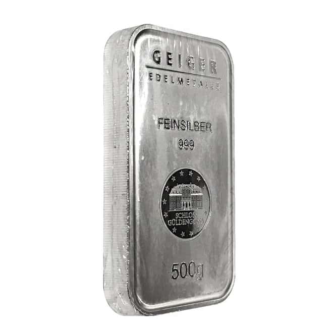 500 gram Geiger Security Line Silver Bar .999 Fine (Sealed)