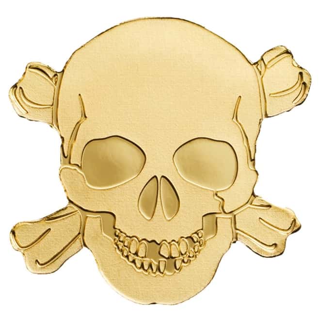 2017 1/2 Gram Palau Pirate Skull Gold Coin $1 .9999 Fine BU (w/COA)