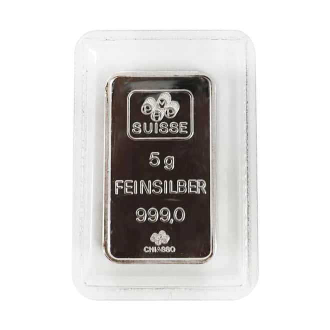 5 Gram PAMP Suisse Vintage Silver Bar .999 Fine (Sealed) Rare
