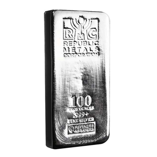 100 oz Republic Metals (RMC) Silver Bar .999 Fine 