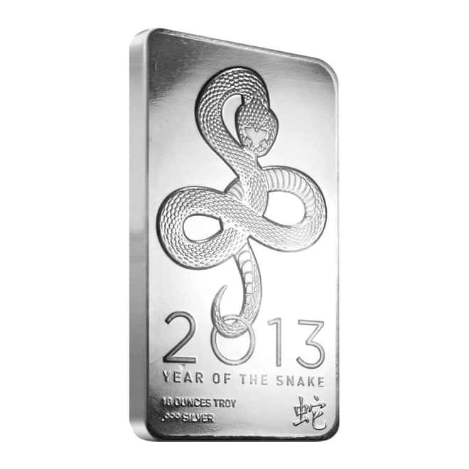 10 oz Year Of The Snake Silver Bullion Bar .999 Fine