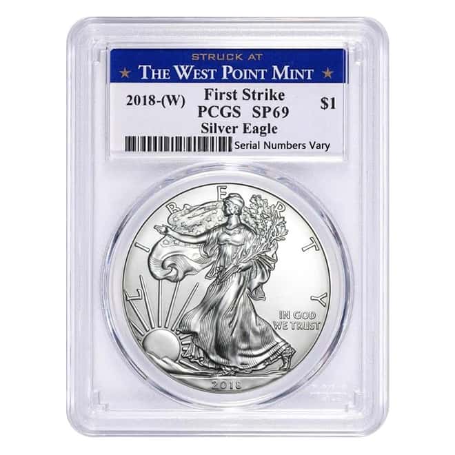 2018-W 1 oz Burnished Silver American Eagle PCGS SP 69 First Strike (WP Label)