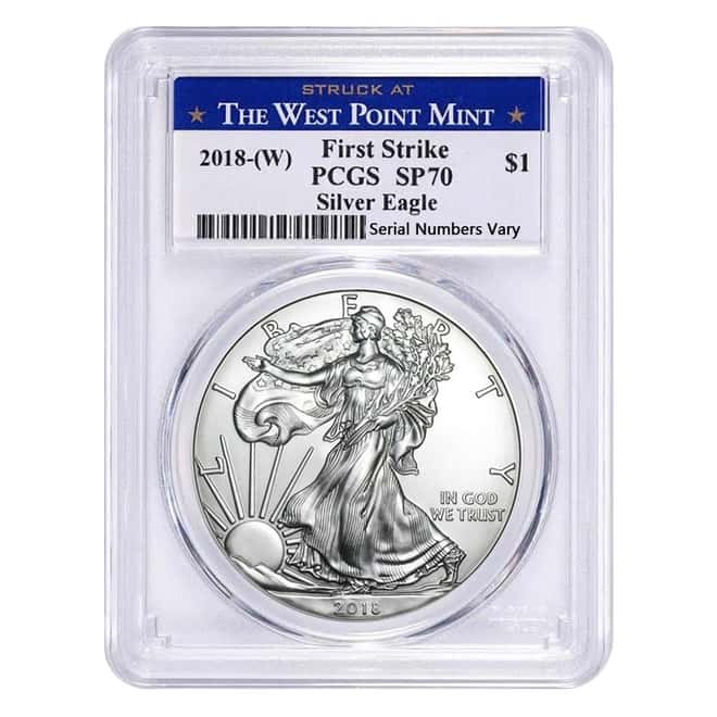 2018-W 1 oz Burnished Silver American Eagle PCGS SP 70 First Strike (WP Label)