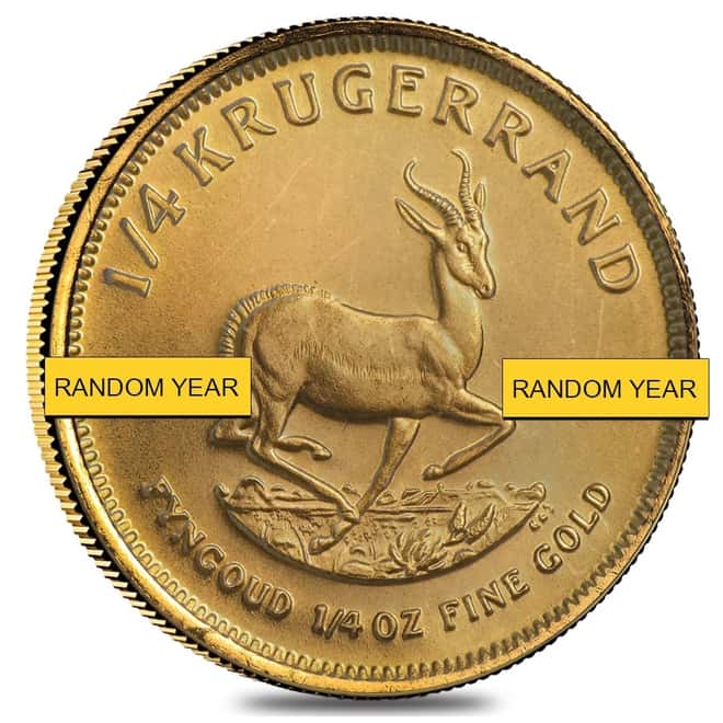 1/4 oz South African Krugerrand Gold Coin (Random Year, Abrasions) 