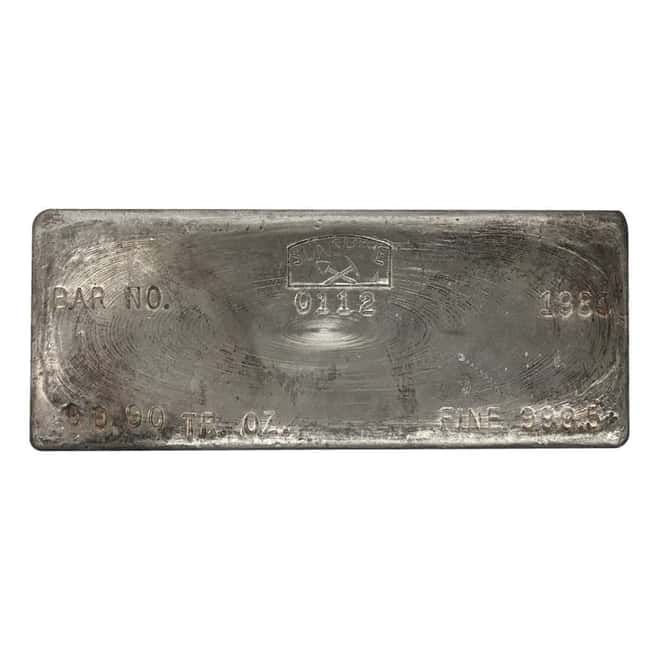 1983 100 oz Sunshine Mint Vintage Silver Bar .9995+ Fine