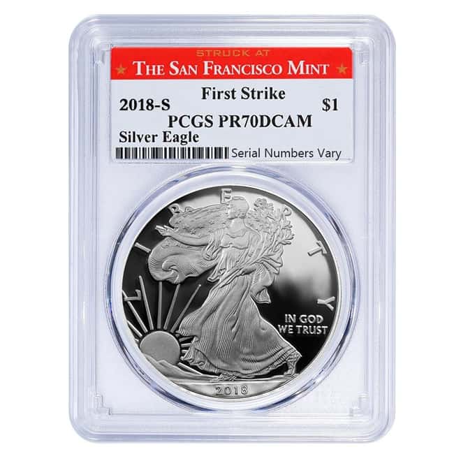 2018-S 1 oz Proof Silver American Eagle PCGS PF 70 DCAM First Strike (SF Label)