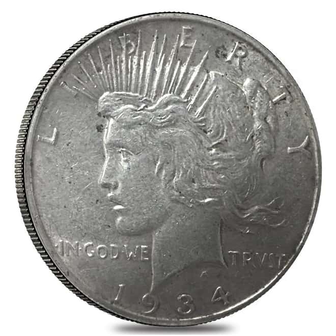 1934 D Silver Peace Dollar XF
