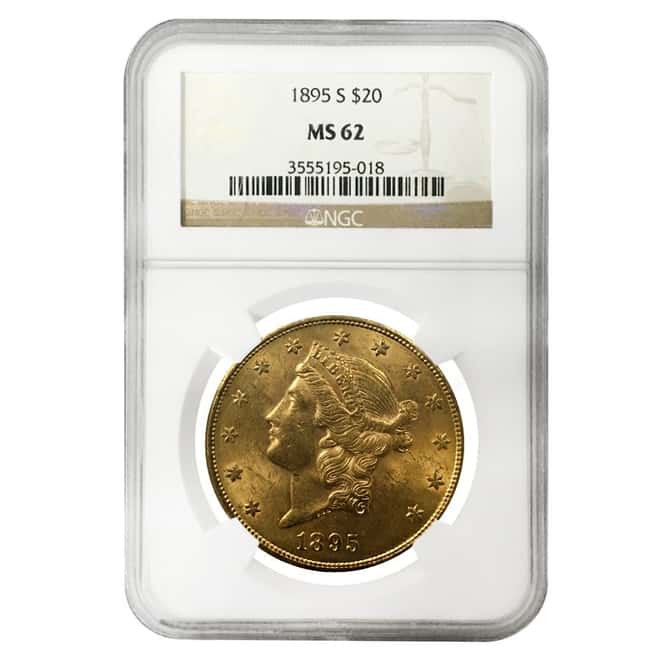 1895 S $20 Liberty Head Gold Double Eagle Coin NGC MS 62