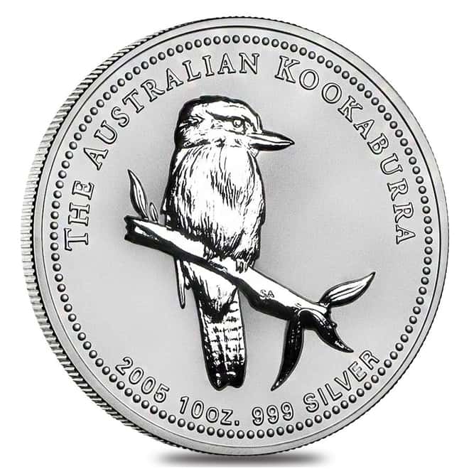 2005 10 oz Silver Australian Kookaburra Perth Mint .999 Fine BU In Cap