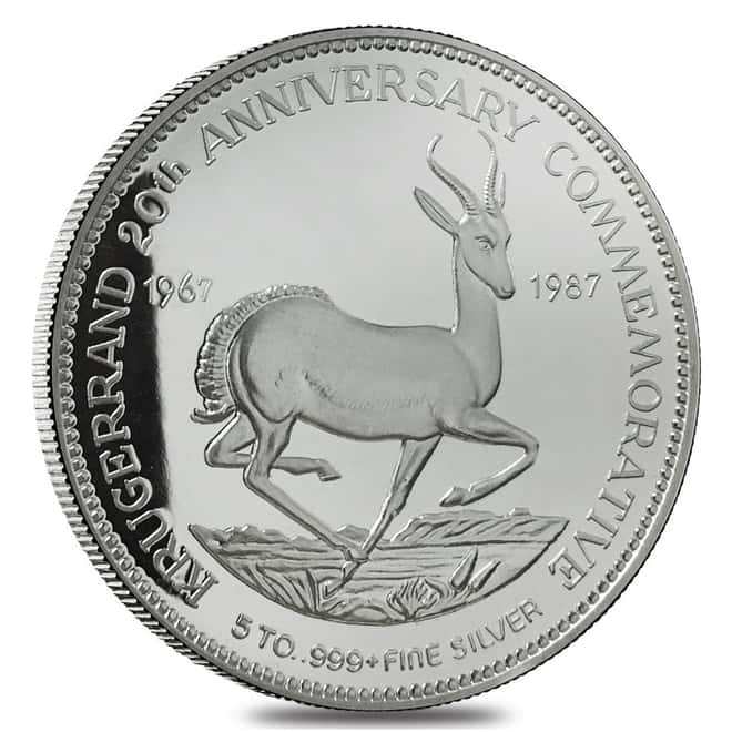 1987 5 oz Krugerrand Commemorative Silver Round Proof-Like (In Cap)
