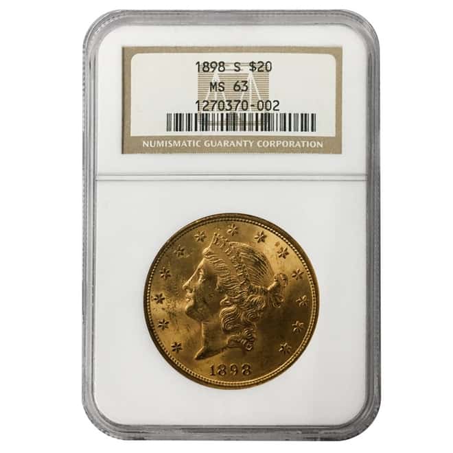 1898 S $20 Liberty Head Gold Double Eagle Coin NGC MS 63