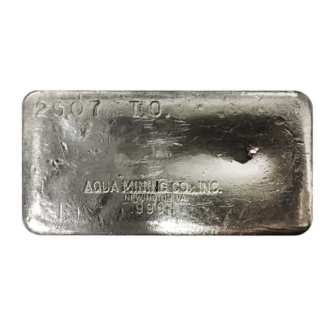 25.07 oz Aqua Mining Silver Vintage Bar .999+ Fine Rare