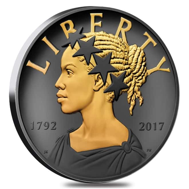 2017 P 1 oz American Liberty Reverse Proof Silver Medal .9999 Fine Black Ruthenium 24K Gold Edition (w/Box & COA) 