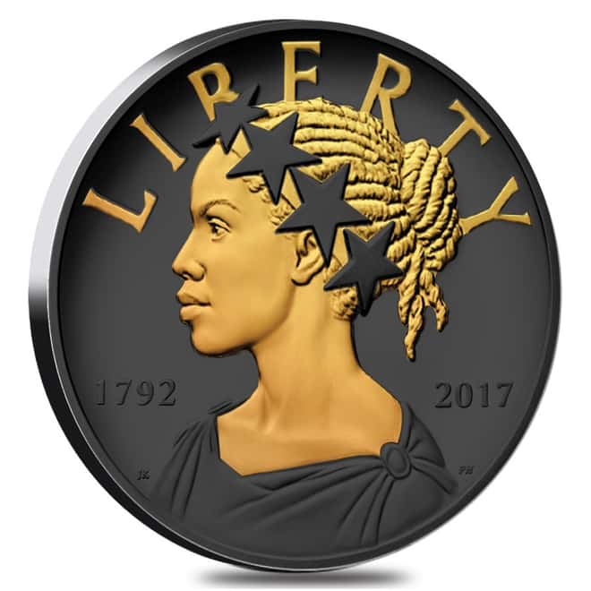 2017 D 1 oz American Liberty Uncirculated Silver Medal .9999 Fine Black Ruthenium 24K Gold Edition (w/Box & COA)