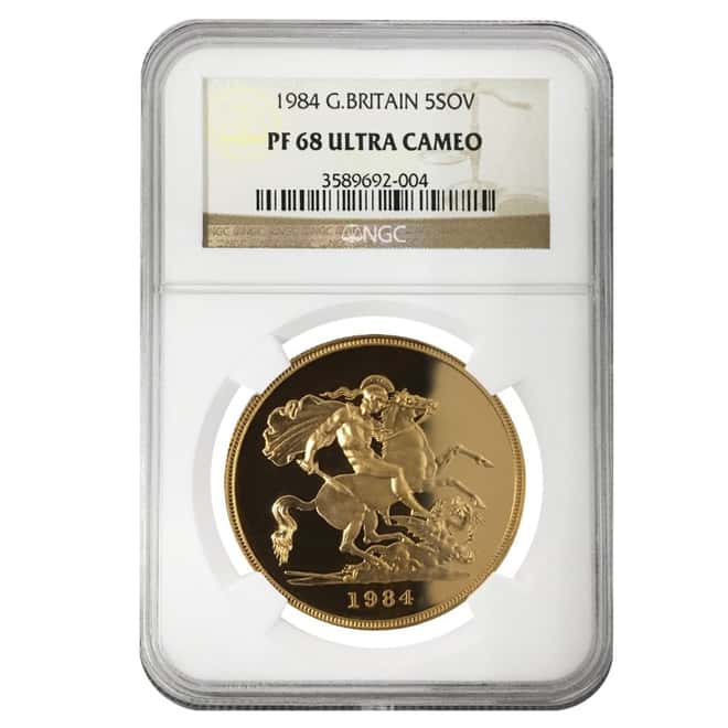 1984 Great Britain Proof Gold 5 Pound Sovereign NGC PF 68 UCAM 