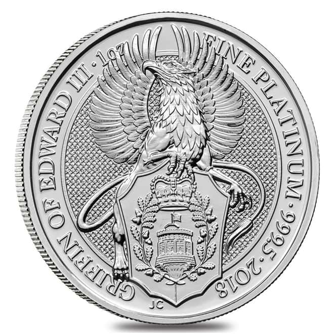 2018 Great Britain 1 oz Platinum Queen's Beast (Griffin) Coin .9995 Fine BU