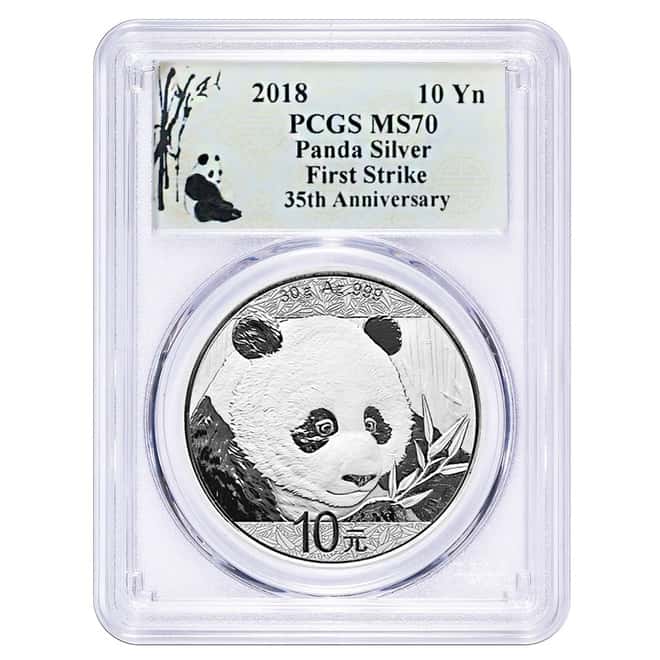 2018 30 gram Chinese Silver Panda 10 Yuan PCGS MS 70 First Strike (Panda Label)