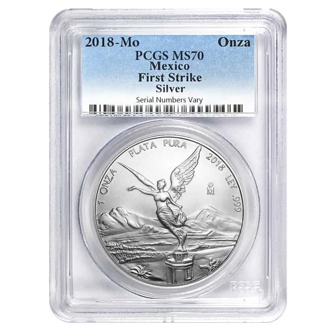 2018 1 oz Mexican Silver Libertad Coin PCGS MS 70 First Strike