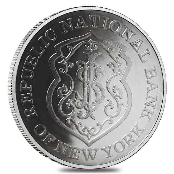 1 oz Johnson Matthey Republic National Bank Silver Round .999 Fine