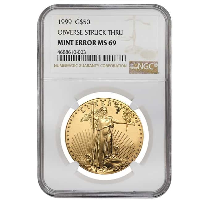 1999 1 oz $50 Gold American Eagle NGC MS 69 Mint Error