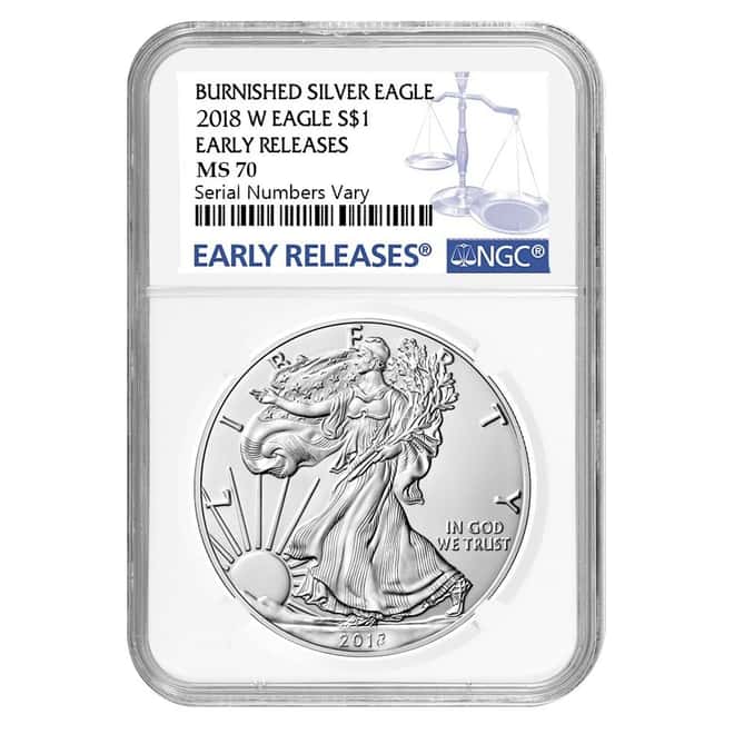2018-W 1 oz Burnished Silver American Eagle NGC MS 70 Early Releases