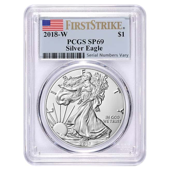 2018-W 1 oz Burnished Silver American Eagle PCGS SP 69 First Strike