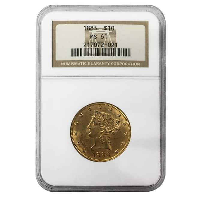 1883 $10 Liberty Head Gold Eagle Coin NGC MS 61