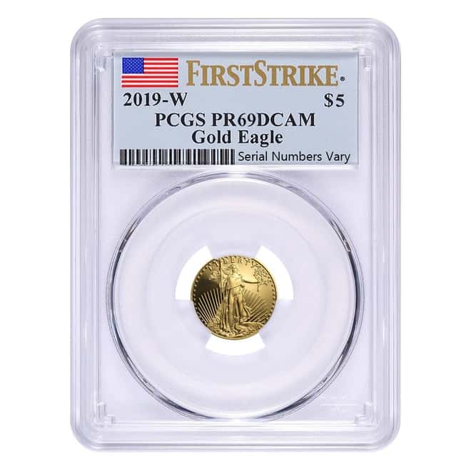 2019-W 1/10 oz $5 Proof Gold American Eagle PCGS PF 69 DCAM First Strike 