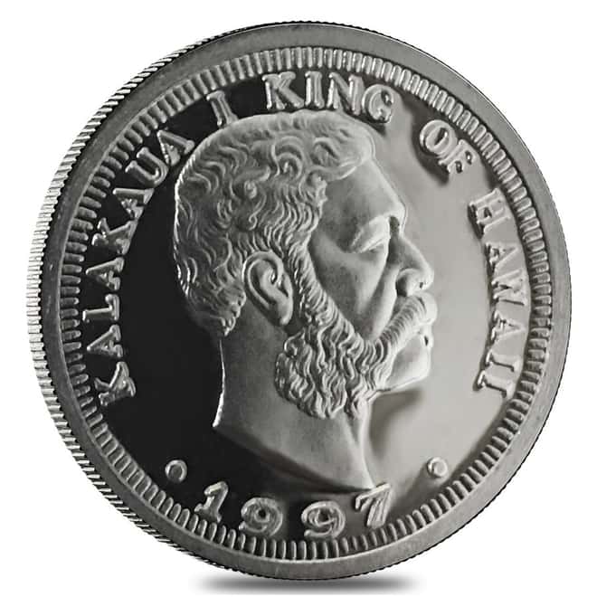 1997 1/10 oz Hawaiian King Kalakaua I Proof Platinum Puela 