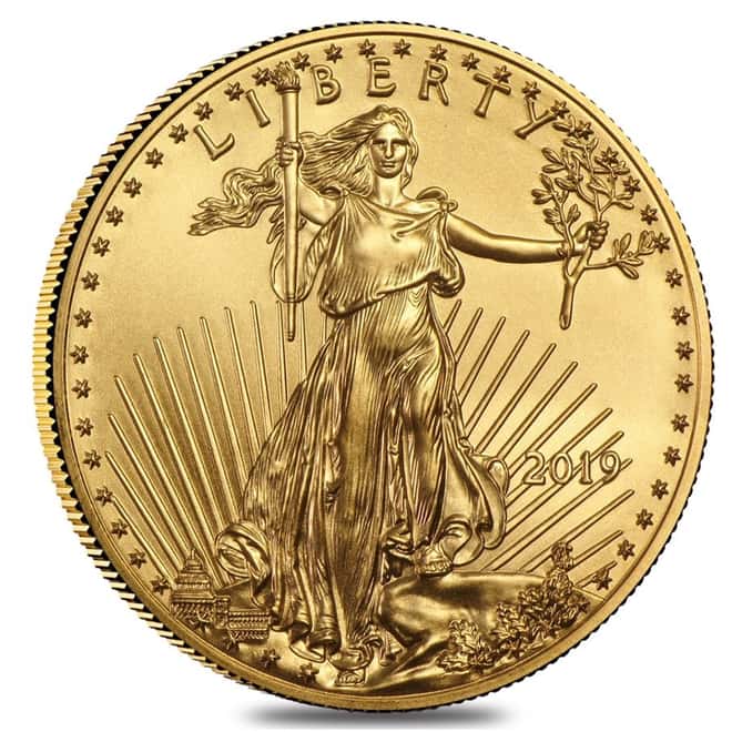 2019 1/10 oz Gold American Eagle $5 Coin BU