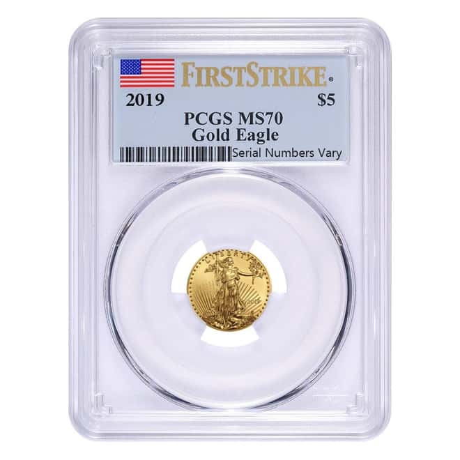 2019 1/10 oz Gold American Eagle PCGS MS 70 First Strike