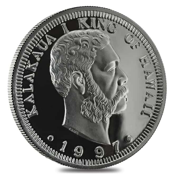 1997 1/2 oz Hawaiian King Kalakaua I Proof Platinum Puela